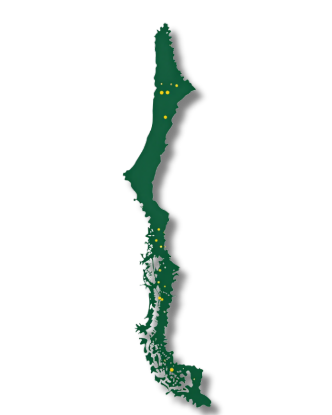 Mapa de Chile con presencia comercial AgroLuvic